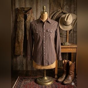 Vintage GWG Western Snap Shirt Plaid Pearl Snap Cowboy Workwear Canada L